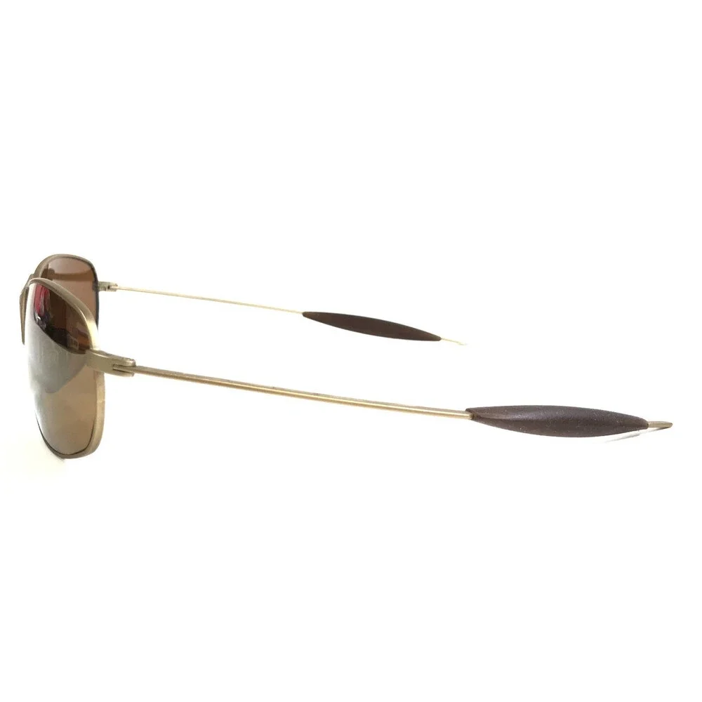 Vintage Oakley Sunglasses Square Wire 1.0 Matte Gold Frames Brown Polarized Lens